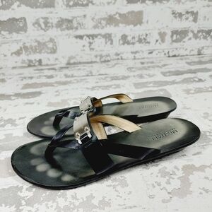 Michael Kors Black Leather Slip On Thong Summer Flat Sandals O235